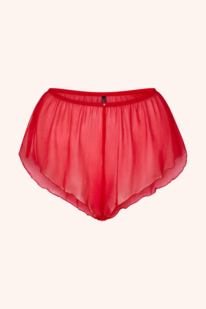 Coquette XS / Red Silk Shorts White