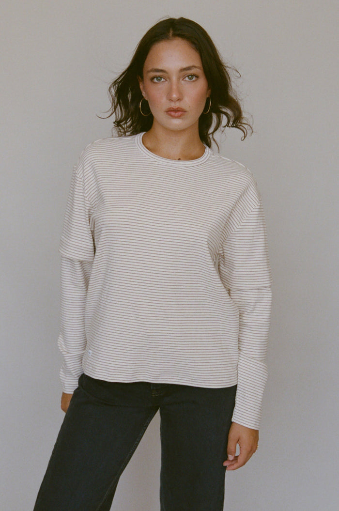 Rat Boi - Skate Long Sleeve - Ecru Stripe -