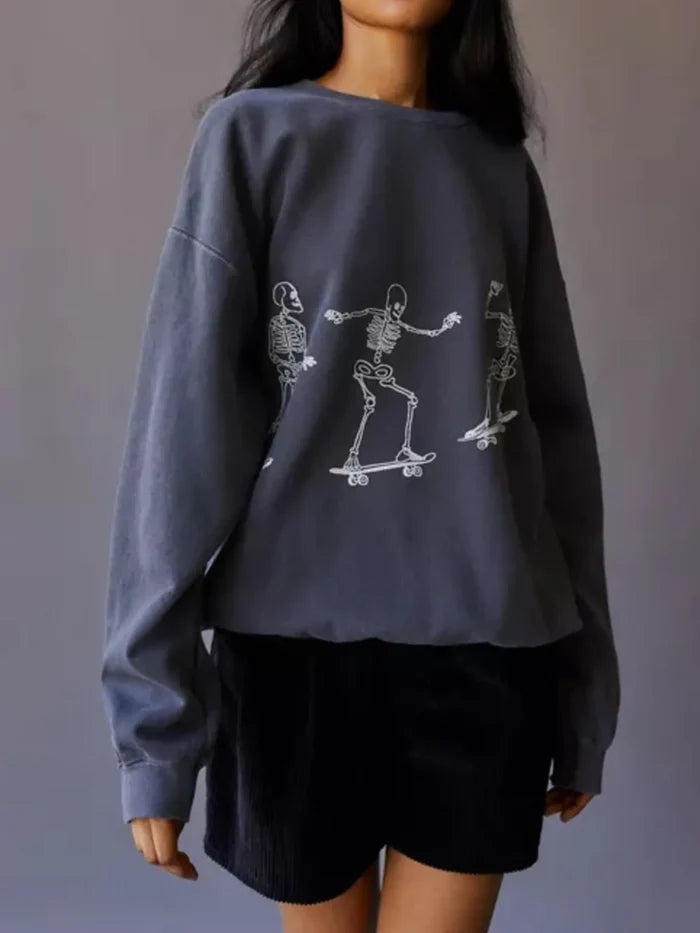 Skeleton Graphic Oversized Sweatshirt