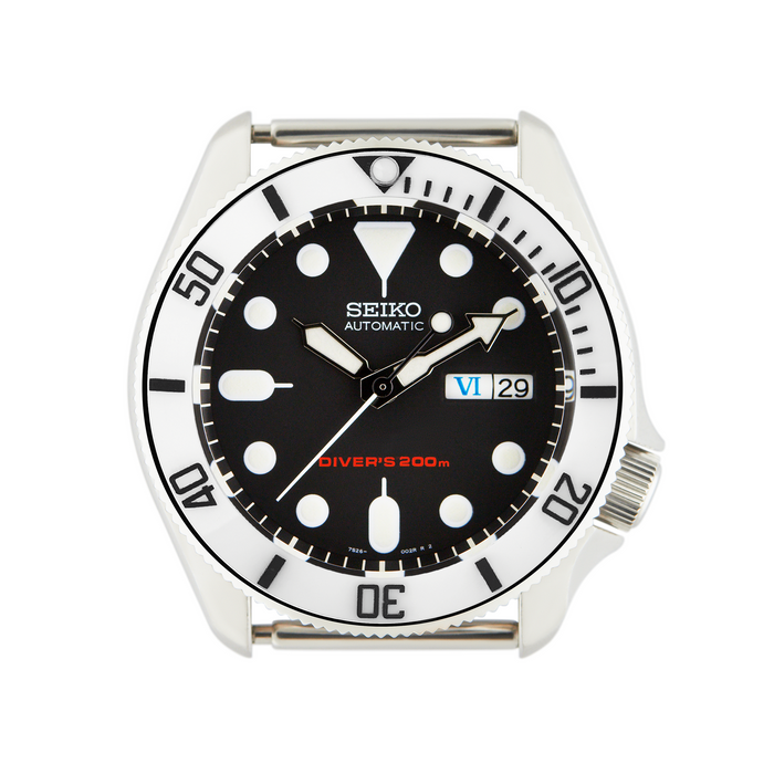 SKX007/SRPD Ceramic Bezel Insert: Sub style White/Black