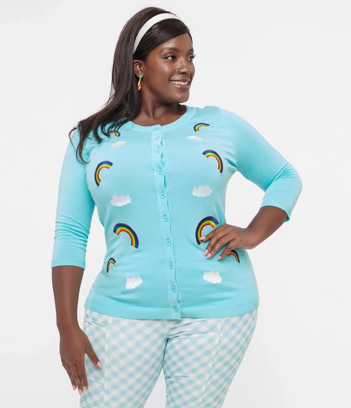 Sky Blue & Rainbow Pride Embroidered Cardigan