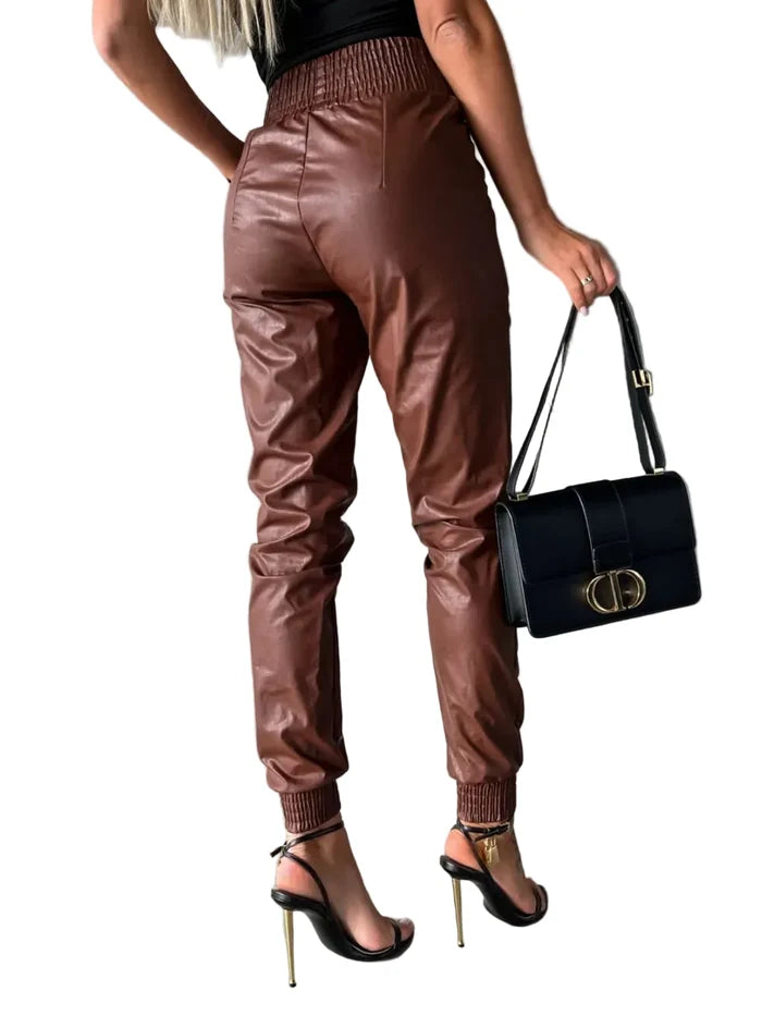 Smocked High Waist Pants with Pockets