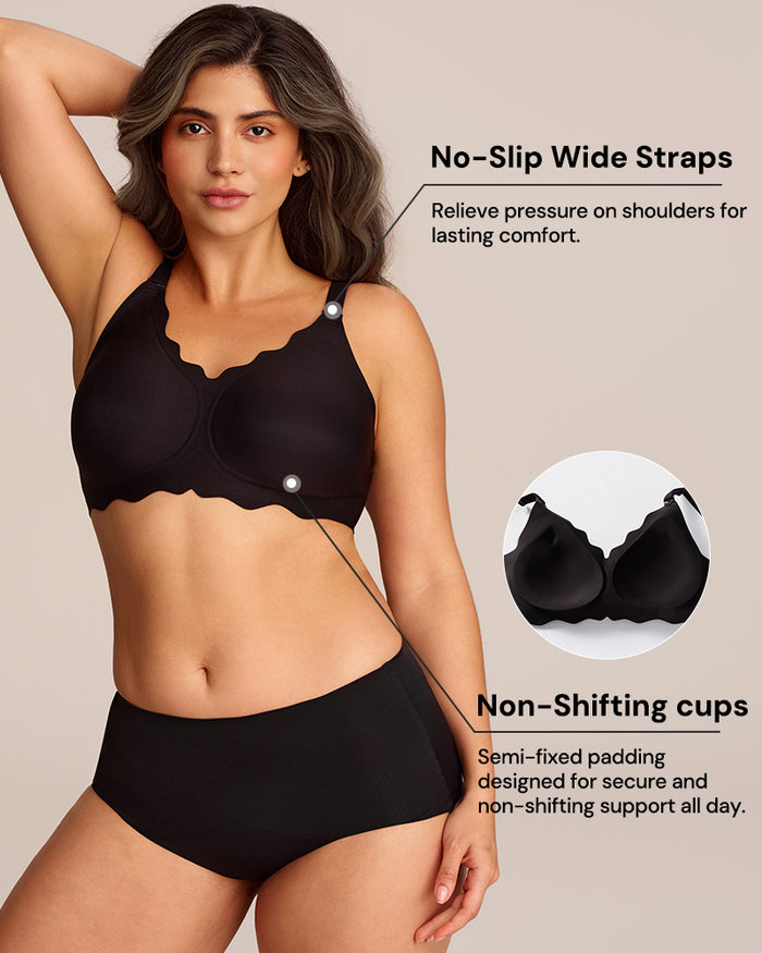 Soft Full Coverage Scalloped Wireless Jelly Bra