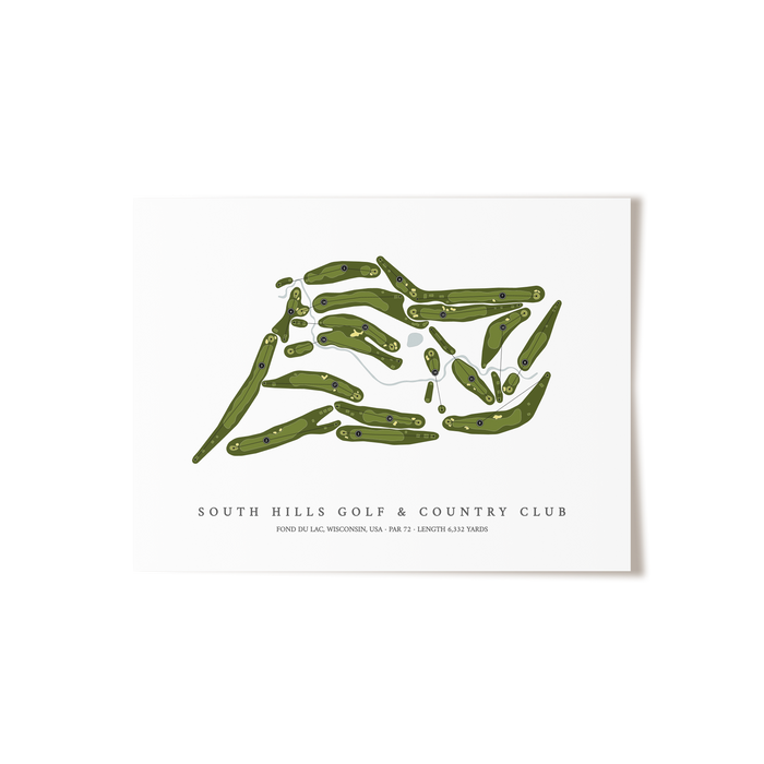 South Hills Golf & Country Club | Golf Course Map | Unframed
