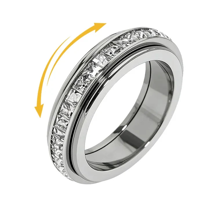 Spin & Calm Titanium Fidget Ring with Cubic Zirconia