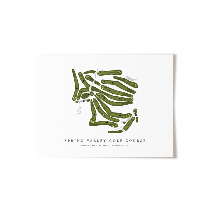 Spring Valley Golf Course | Golf Course Map | Unframed