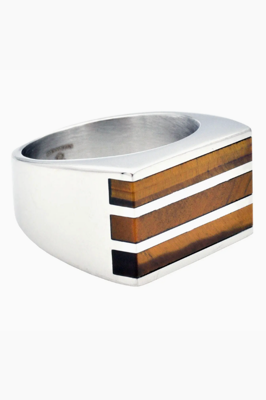 Steel Tiger Eye Ring