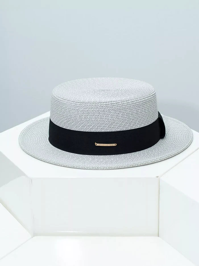 Straw Boater Hat with Ribbon