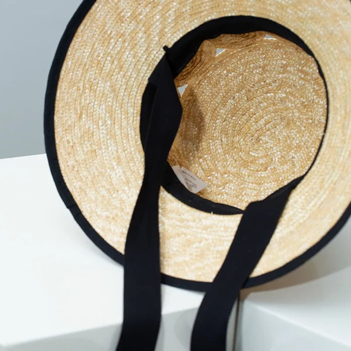 Straw Sun Hat with Contrast Trim