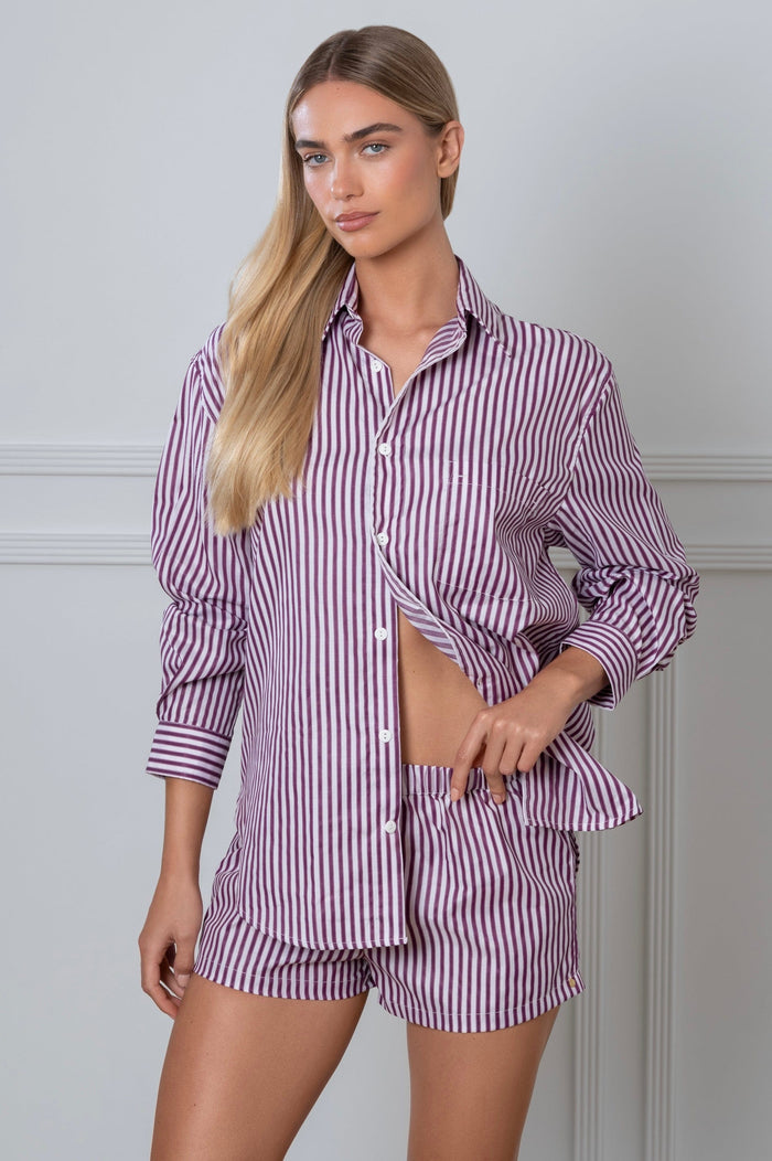 Le Boyfriend Striped Boxers Plum