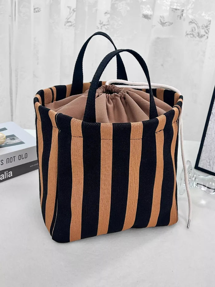 Striped Drawstring Handbag