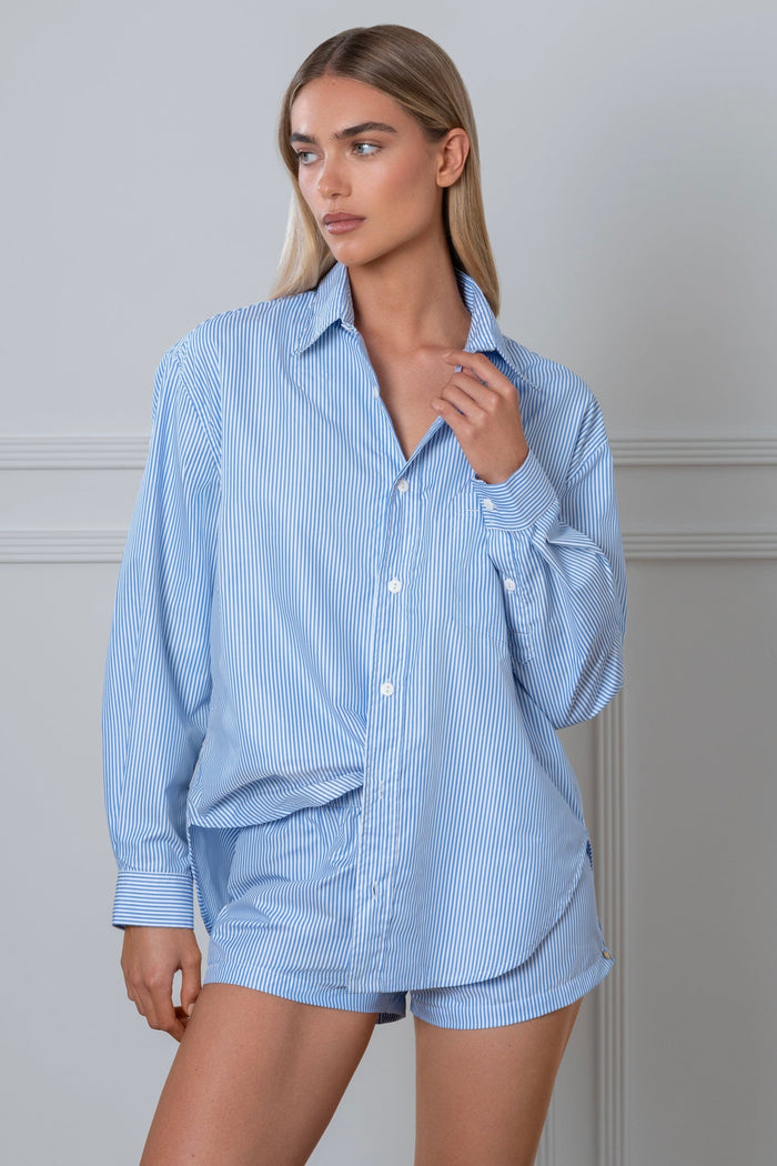 Le Boyfriend Striped Shirt Blue