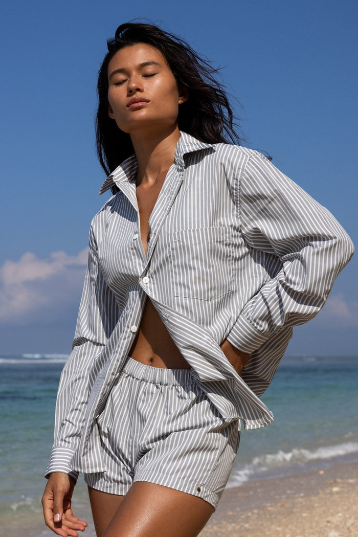 Le Boyfriend Striped Shirt Grey