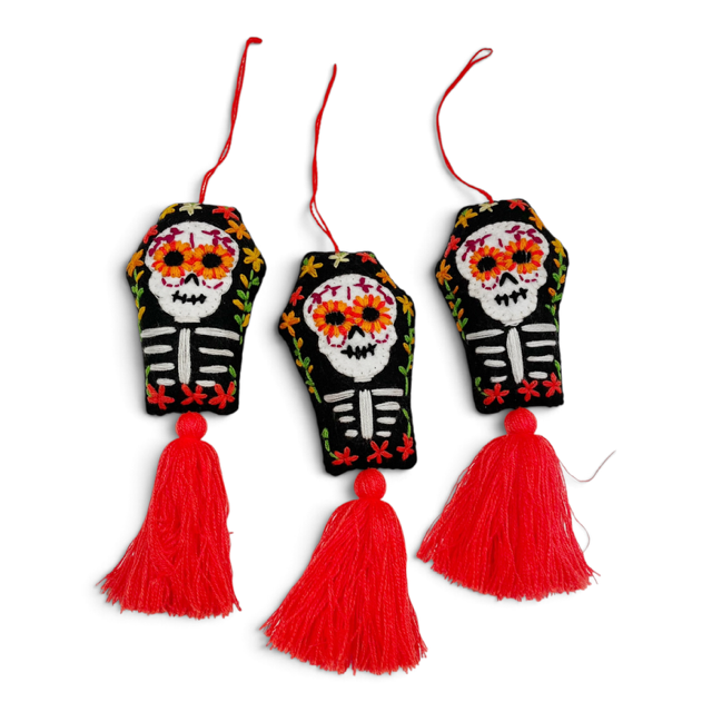 Sugar Skull Coffin Pom