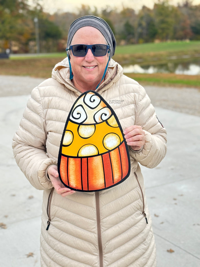 Sunflower Pumpkin Patch Sign Set | Fall Garden Decor Gift for Women, Happy Fall Y’all Yard Signs, Outdoor Candy Corn Stakes for Mom