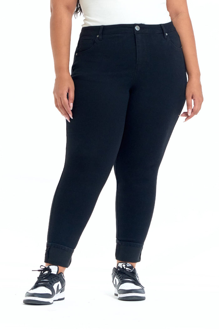 Sustainable Denim Black Cuffed Ankle Jean