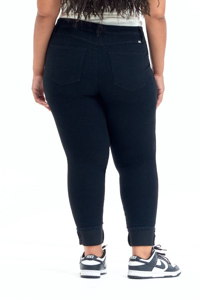 Sustainable Denim Black Cuffed Ankle Jean