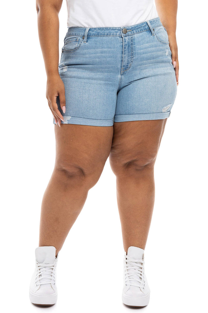 Sustainable Denim Distressed Jean Shorts