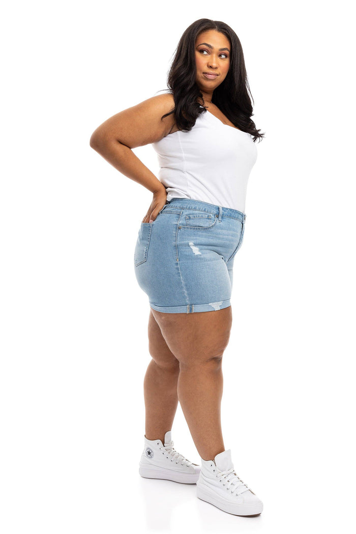 Sustainable Denim Distressed Jean Shorts
