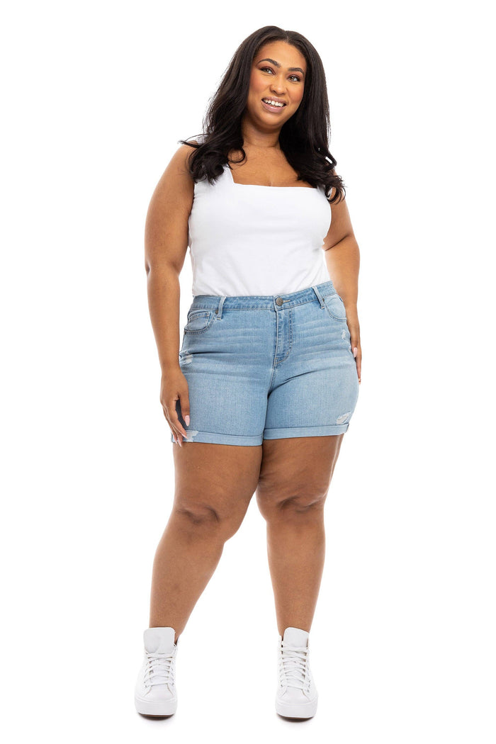 Sustainable Denim Distressed Jean Shorts