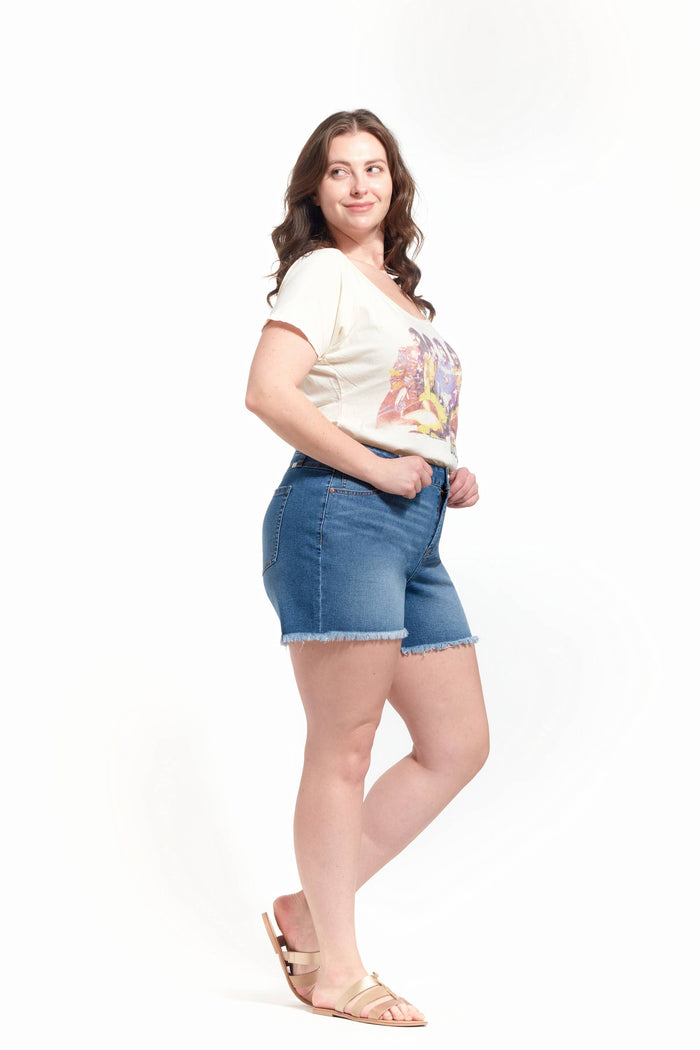 Sustainable Denim Jean Shorts w/ Fray Hem