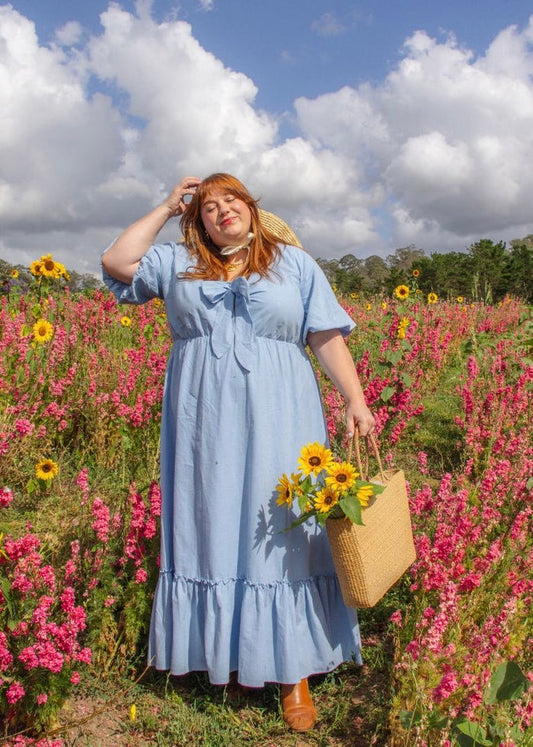 Tara Maxi Dress in Pastel Blue