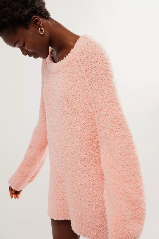 Free People Teddy Sweater Tunic in Pale Rosette - Laluxe Femme