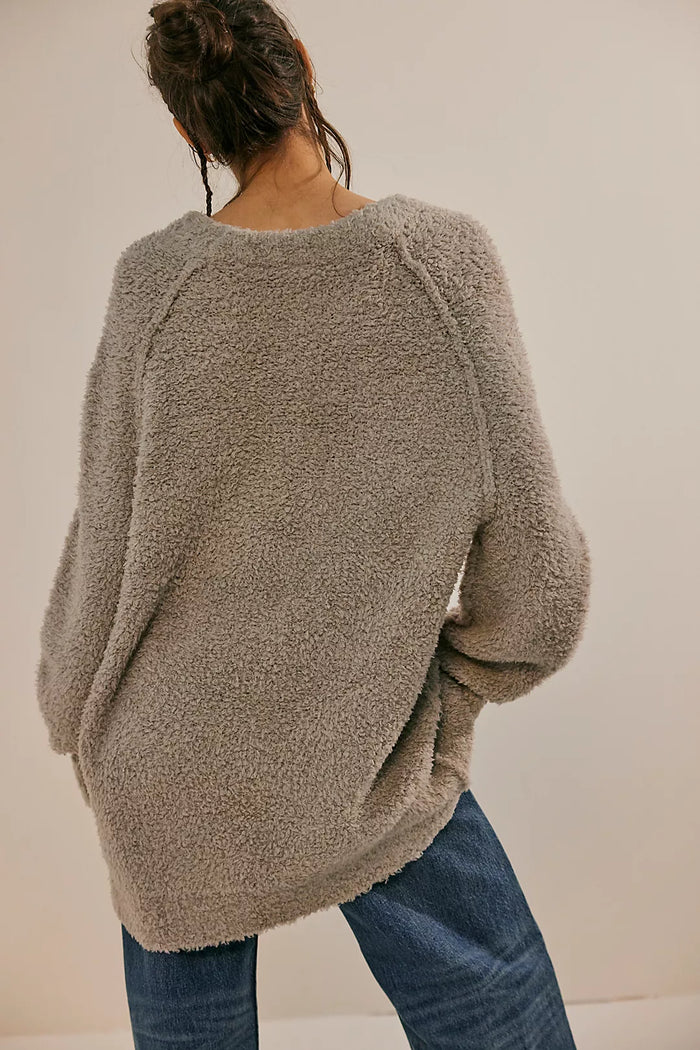 Free People Teddy Sweater Tunic in Silver Clouds - Laluxe Femme