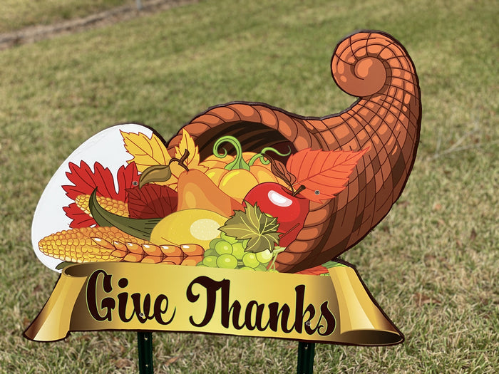 Outdoor cornucopia Thanksgiving Yard Art