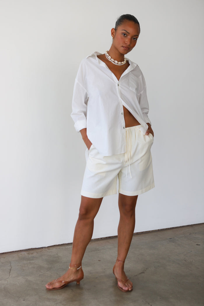 The Pinstripe Bermuda Short - Butter