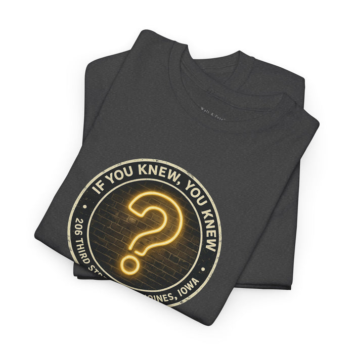 Des Moines Iowa LGBTQ history apparel inspired by The Question Mark Bar
