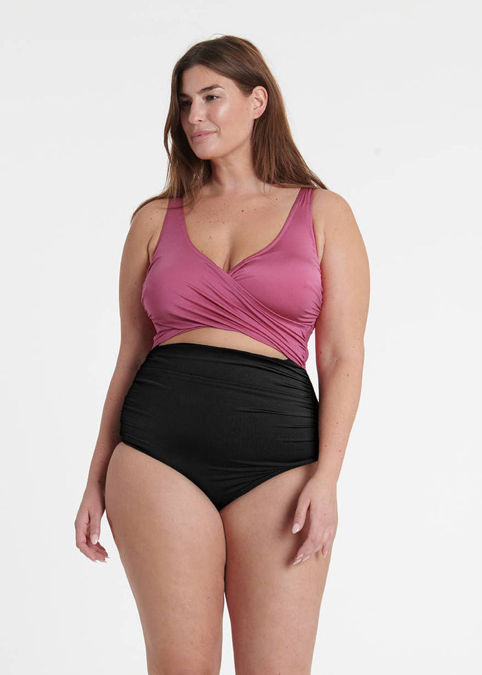 The Wrap Swimsuit in Pink & Black