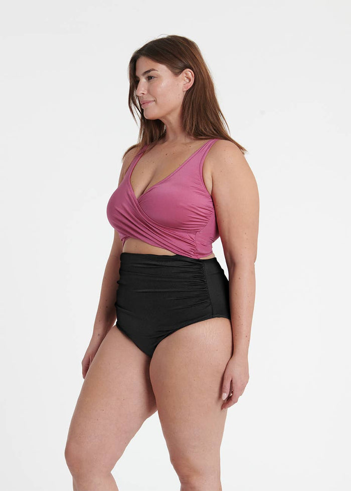 The Wrap Swimsuit in Pink & Black