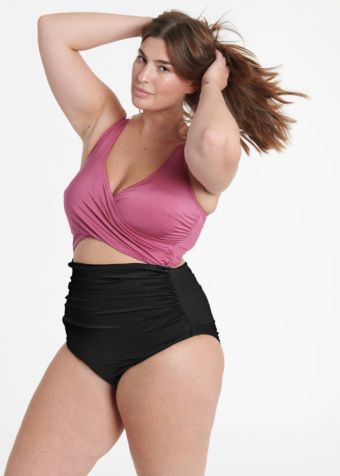 The Wrap Swimsuit in Pink & Black