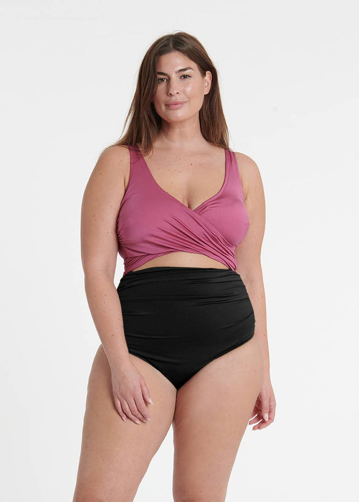 The Wrap Swimsuit in Pink & Black