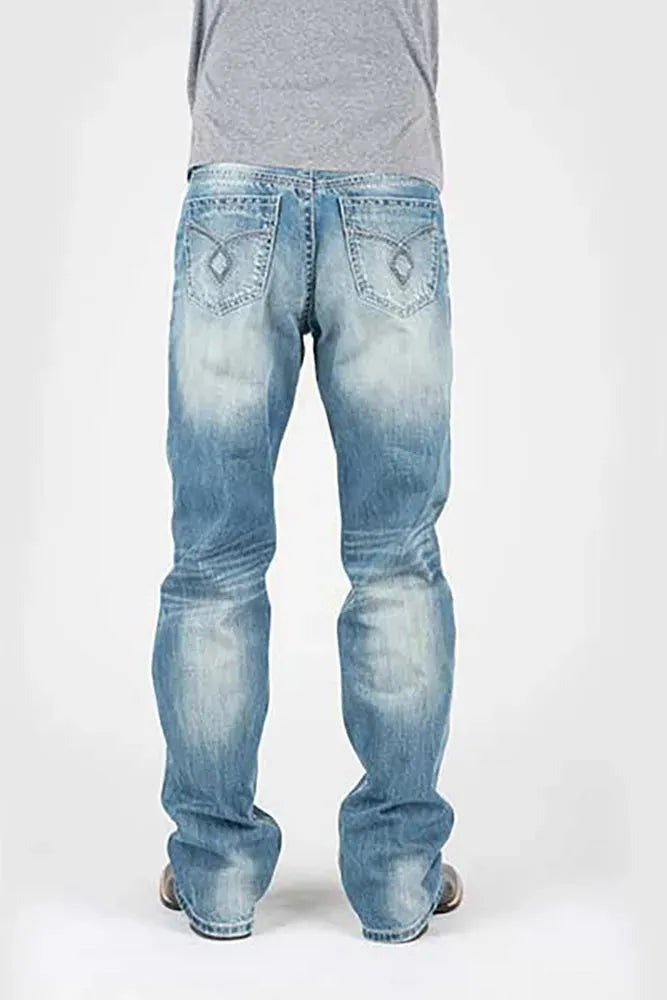 Tin Haul Regular Joe with Grey Diamond Stitch (Light Wash) - Men's Bootcut Jeans - Hatcountry