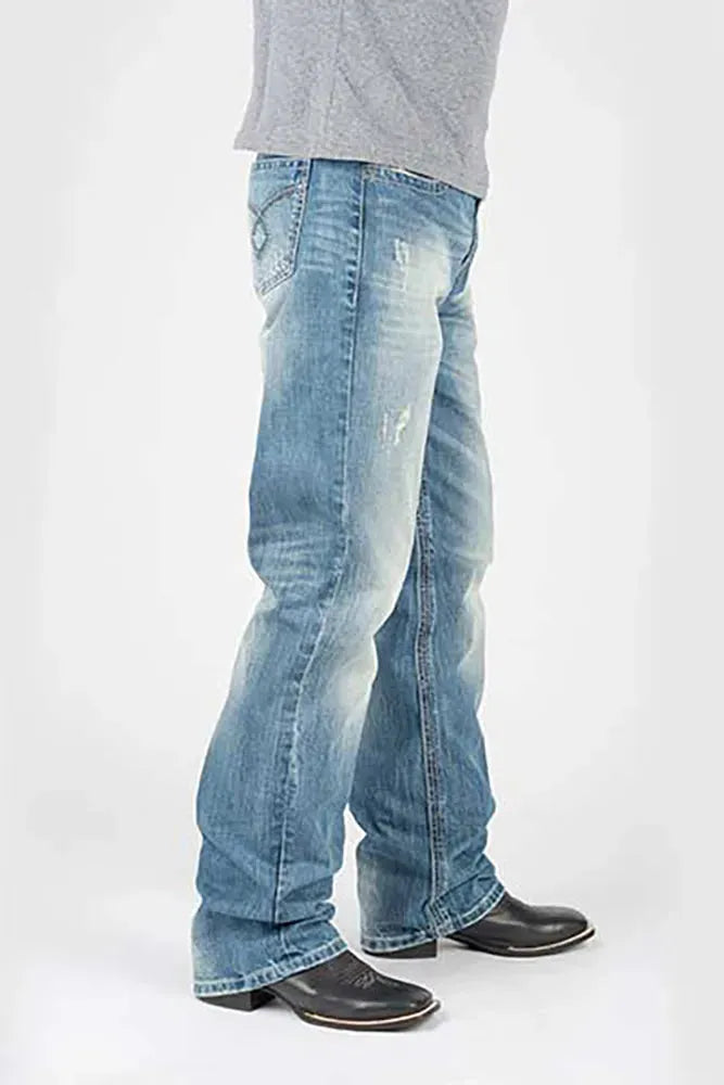 Tin Haul Regular Joe with Grey Diamond Stitch (Light Wash) - Men's Bootcut Jeans - Hatcountry