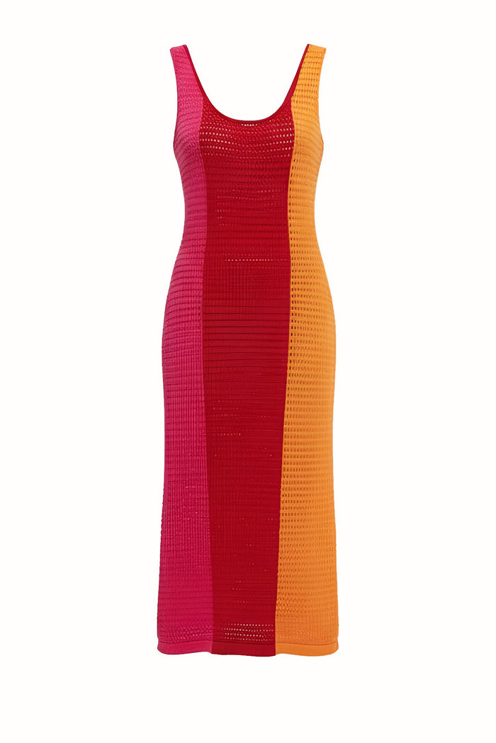 Tri Colour Plus Size Crochet Dress