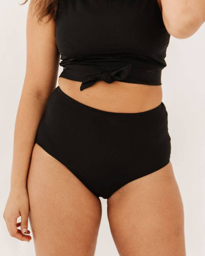 Ultra High-Waist Swim Bottom in Black