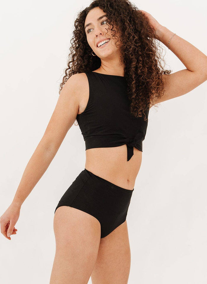 Ultra High-Waist Swim Bottom in Black