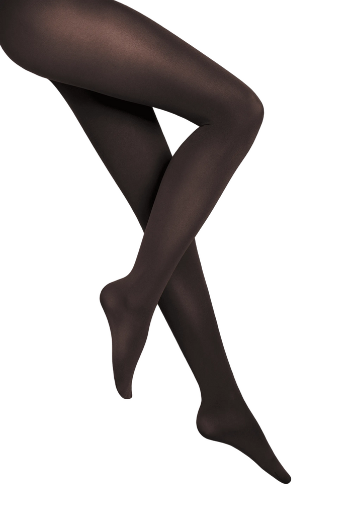 Wolford dark brown tights on a black background