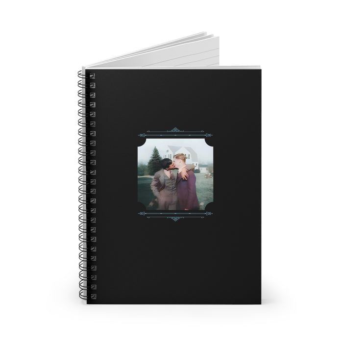 queer vintage notebook, gay men in suits photo, lgbtq spiral journal, walt and pete retro