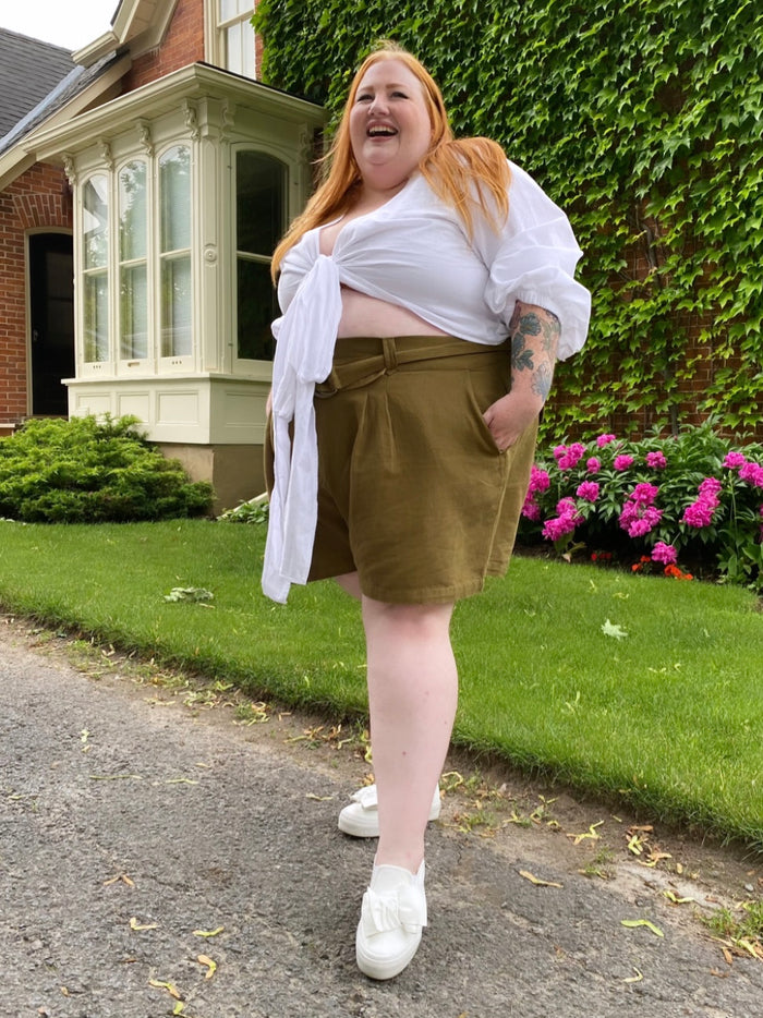 Wanda Short in Olive Green - Laluxe Femme