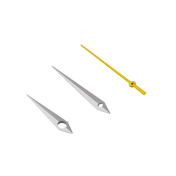 Watch Hands: Pitched Dauphine + Yellow Seconds Hand