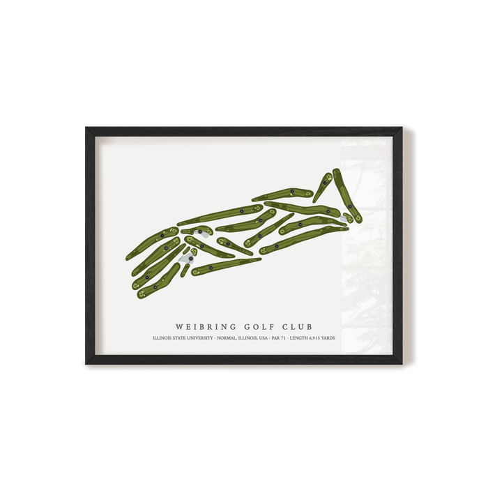 Weibring Golf Club at Illinois State University | Golf Course Map | Black Frame