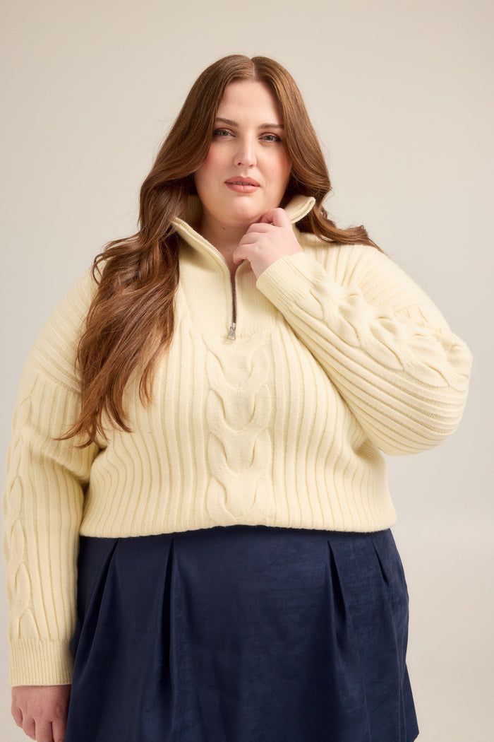 White Cable Knit Sweater