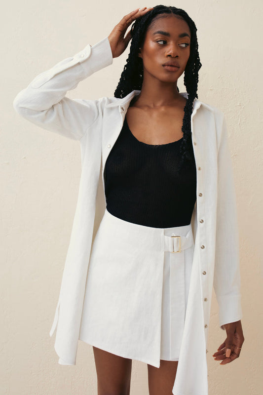 White Linen Shacket