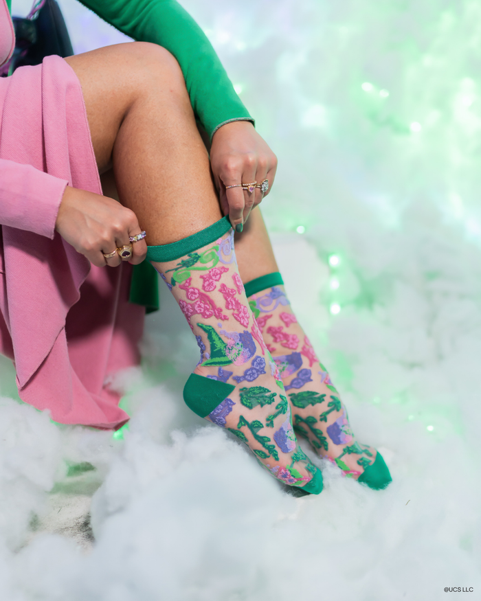 Sock Candy - Wicked For Good Floral Sheer Crew Sock -