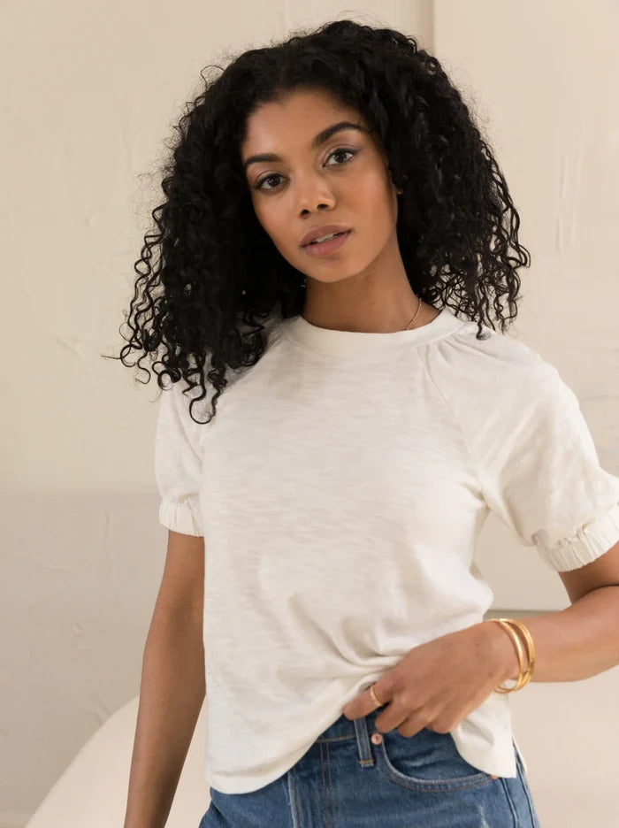 Willow Raglan Puff Sleeve Tee in Almond - Laluxe Femme