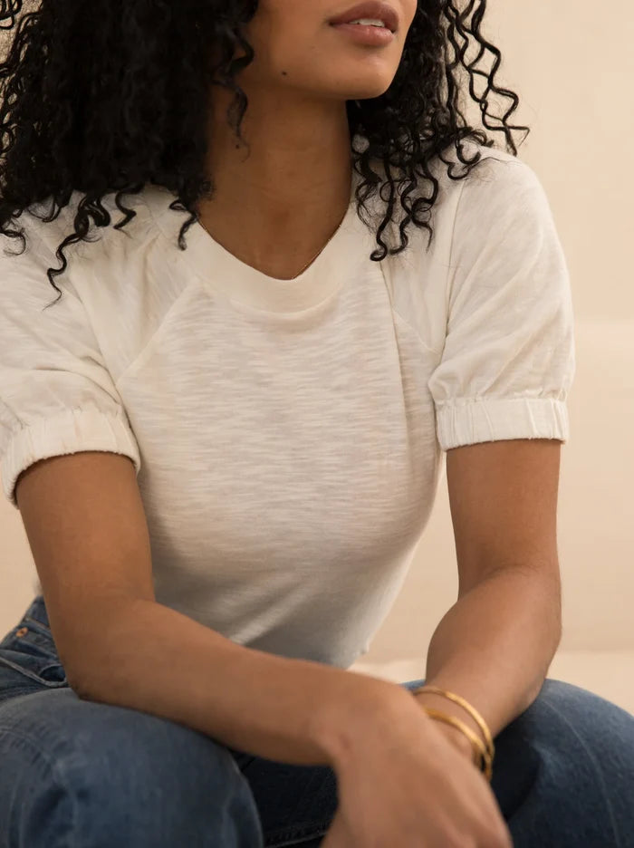 Willow Raglan Puff Sleeve Tee in Almond - Laluxe Femme